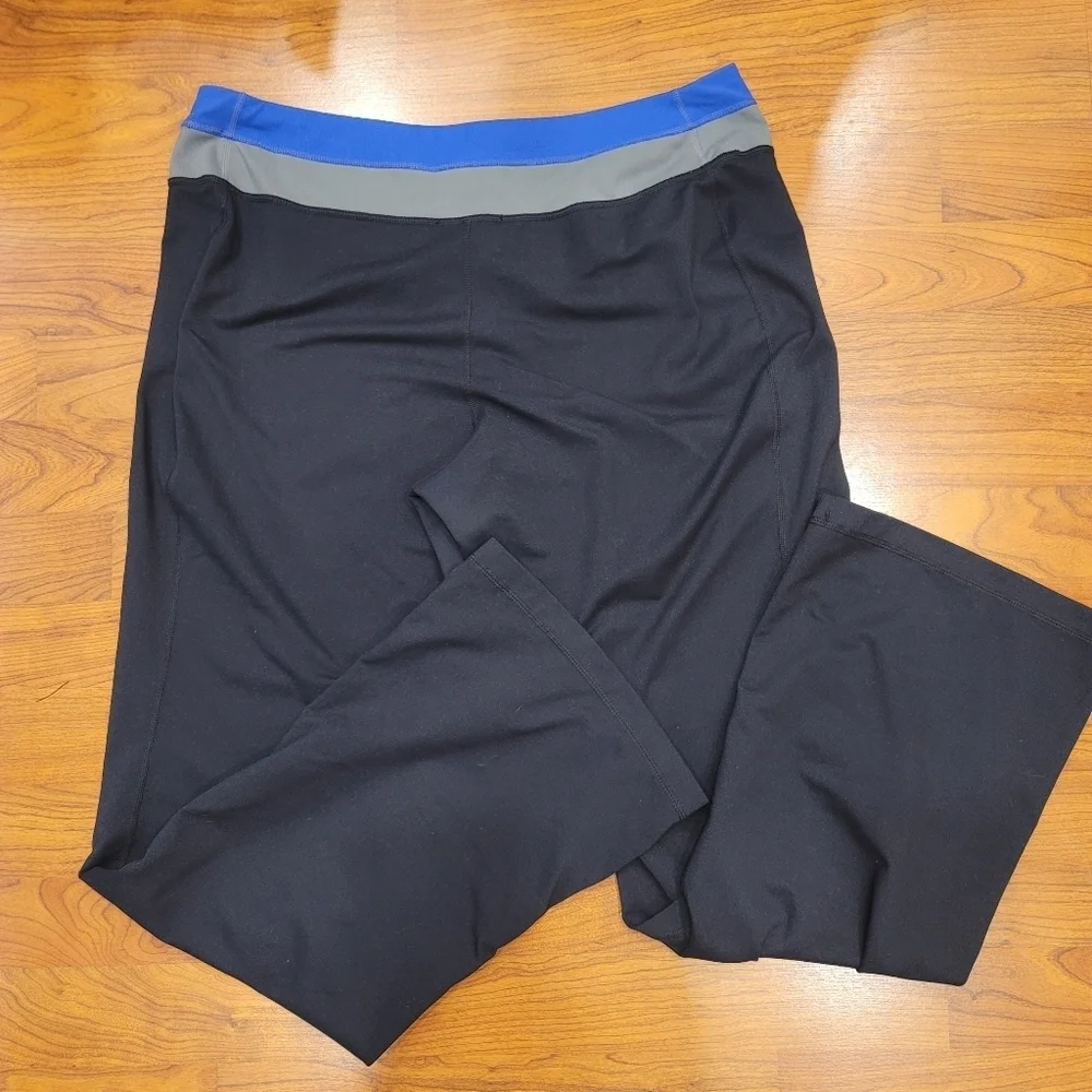 Lands' End Colorblock Blue Gray Pink Leggings - L